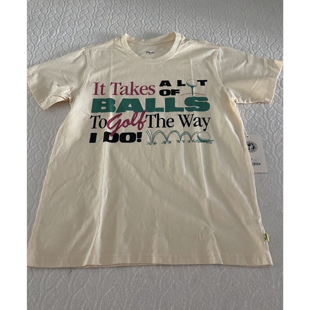 DUVIN DESIGN CO GOLFING TEE Sz S "It takes A Lot Of Balls To Golf The Way I Do!"